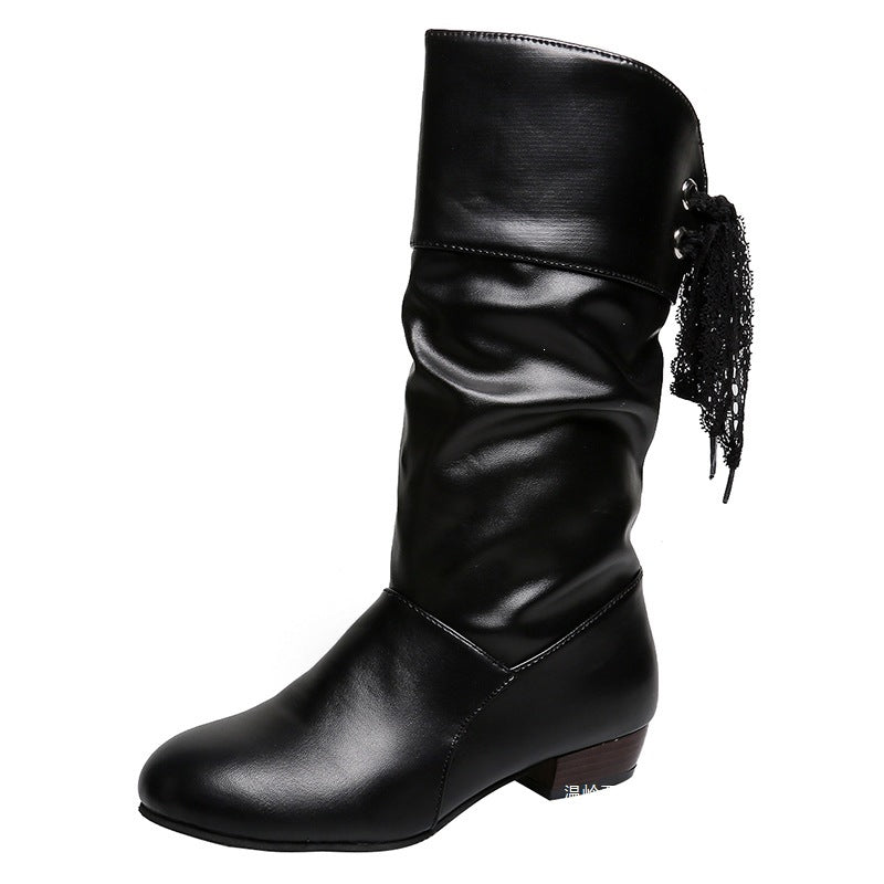 Damen Raffinierte Stiefel mit mittelhohem Schaft, weicher Raffung und dekorativer Schleifenbindung Shop Nory
