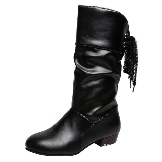 Damen Raffinierte Stiefel mit mittelhohem Schaft, weicher Raffung und dekorativer Schleifenbindung Shop Nory
