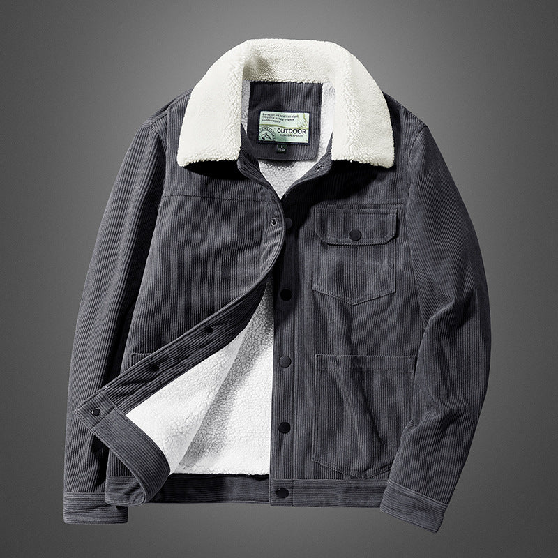 Herren Kordjacke mit Teddyfutter, thermisch gefütterte Worker-Jacke Shop Nory