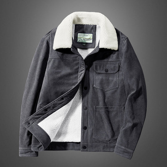 Herren Kordjacke mit Teddyfutter, thermisch gefütterte Worker-Jacke Shop Nory