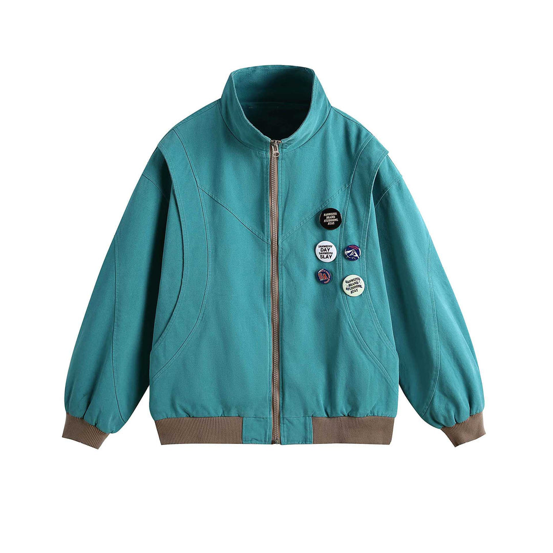 Damen Kurzblouson mit Stehkragen, Rippbündchen und Ansteck‑Pins Shop Nory