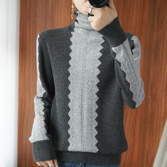Damen Premium-Rollkragenpullover aus Feinstrick mit zentrierter Ajour‑Zopfstruktur Shop Nory