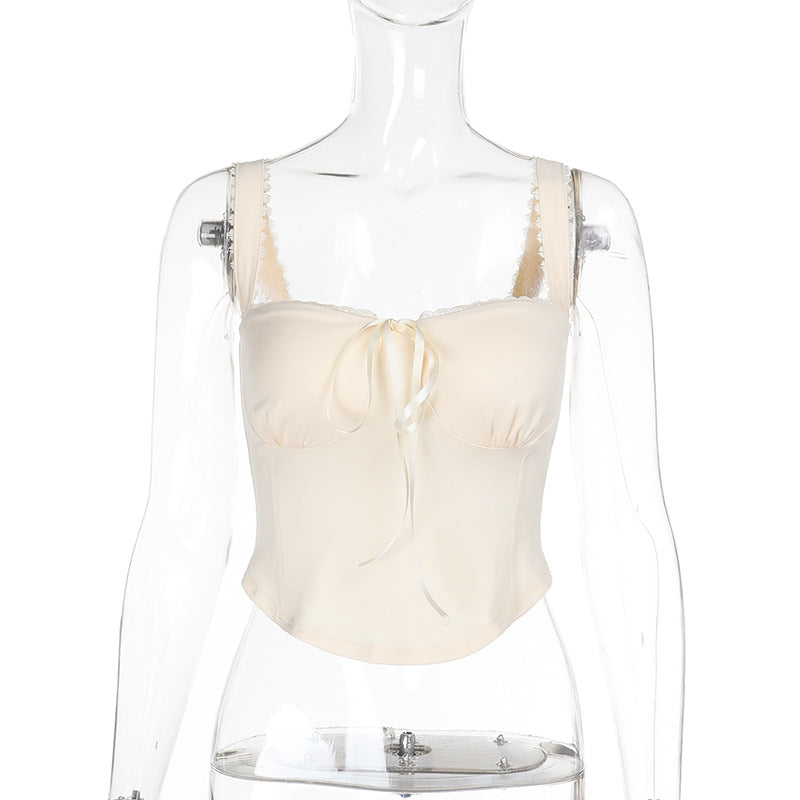 Damen Top mit Spaghetti-Trägern und Raffungen