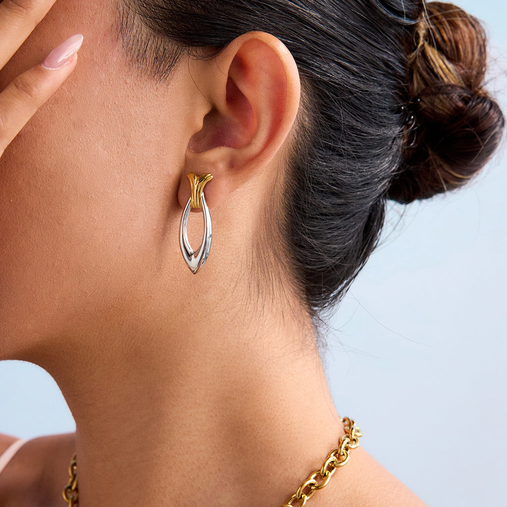 Damen Ohrhänger mit elegantem geschwungenem Design aus hypoallergenem Edelstahl Shop Nory
