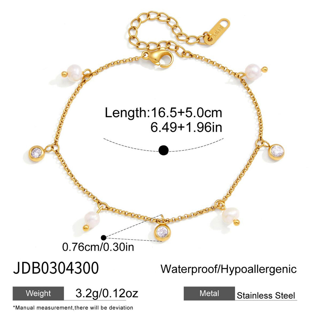 Damen Armband mit glänzenden Zirkonia und eleganten Perlendetails Shop Nory