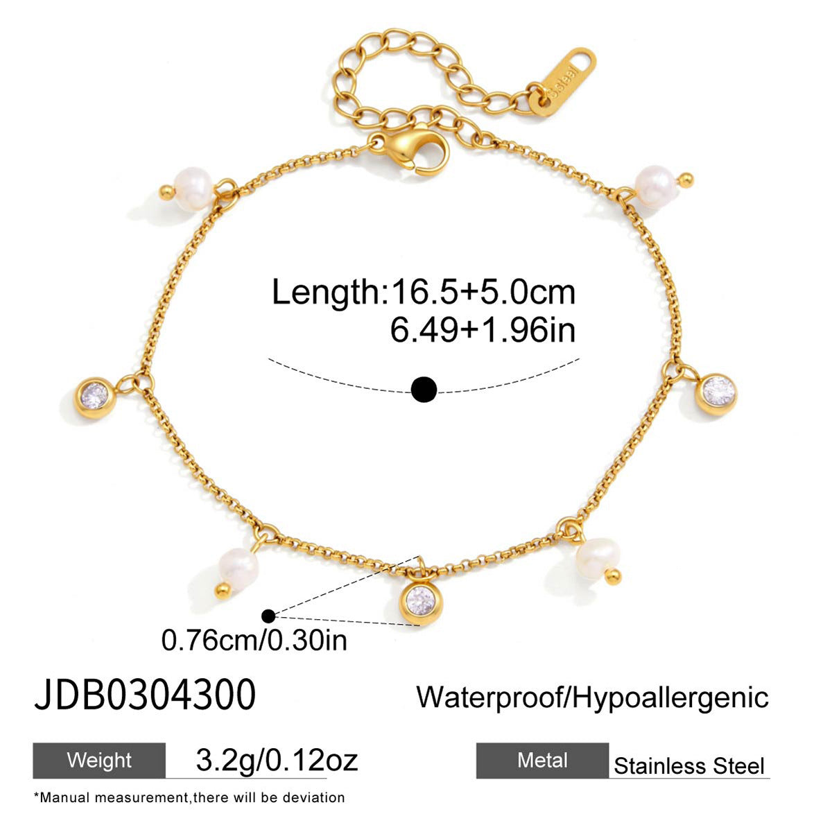 Damen Armband mit glänzenden Zirkonia und eleganten Perlendetails Shop Nory