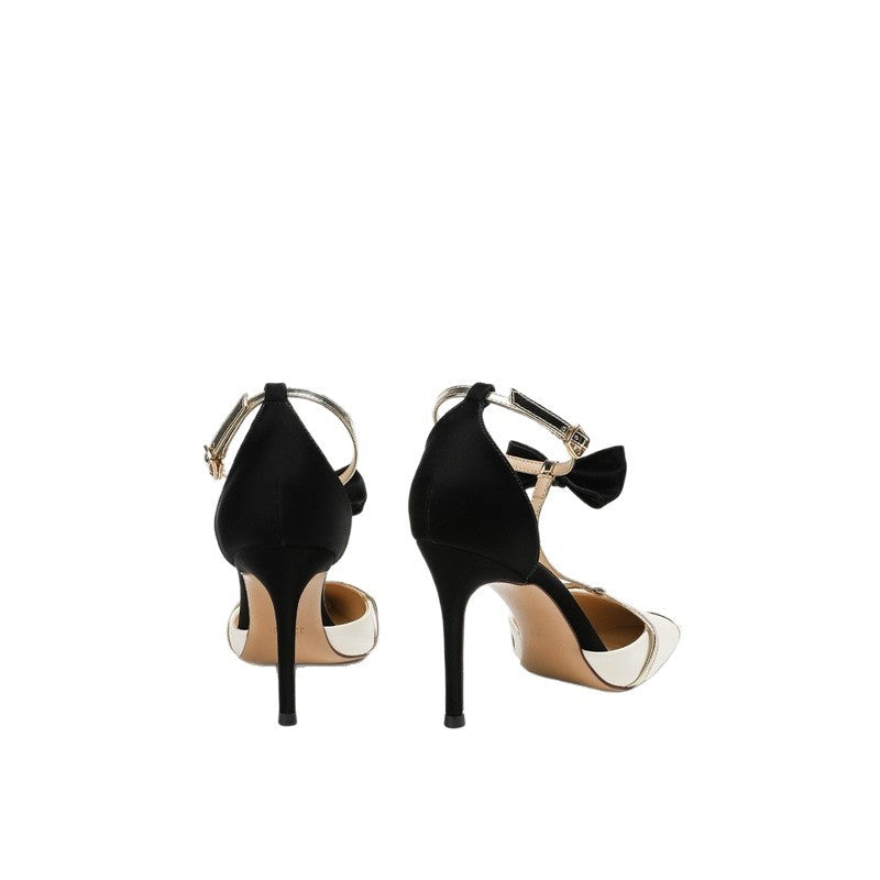 Damen elegante High Heel Schuhe mit modischem Riemendesign und zierlicher Schleifenverzierung