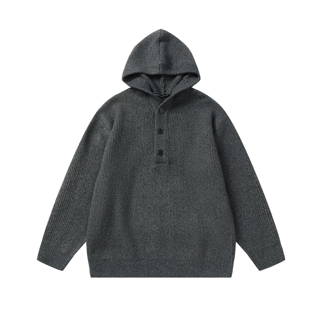 Unisex Gerippter Strick-Hoodie mit Halbknopfblende und Oversize-Schnitt Shop Nory