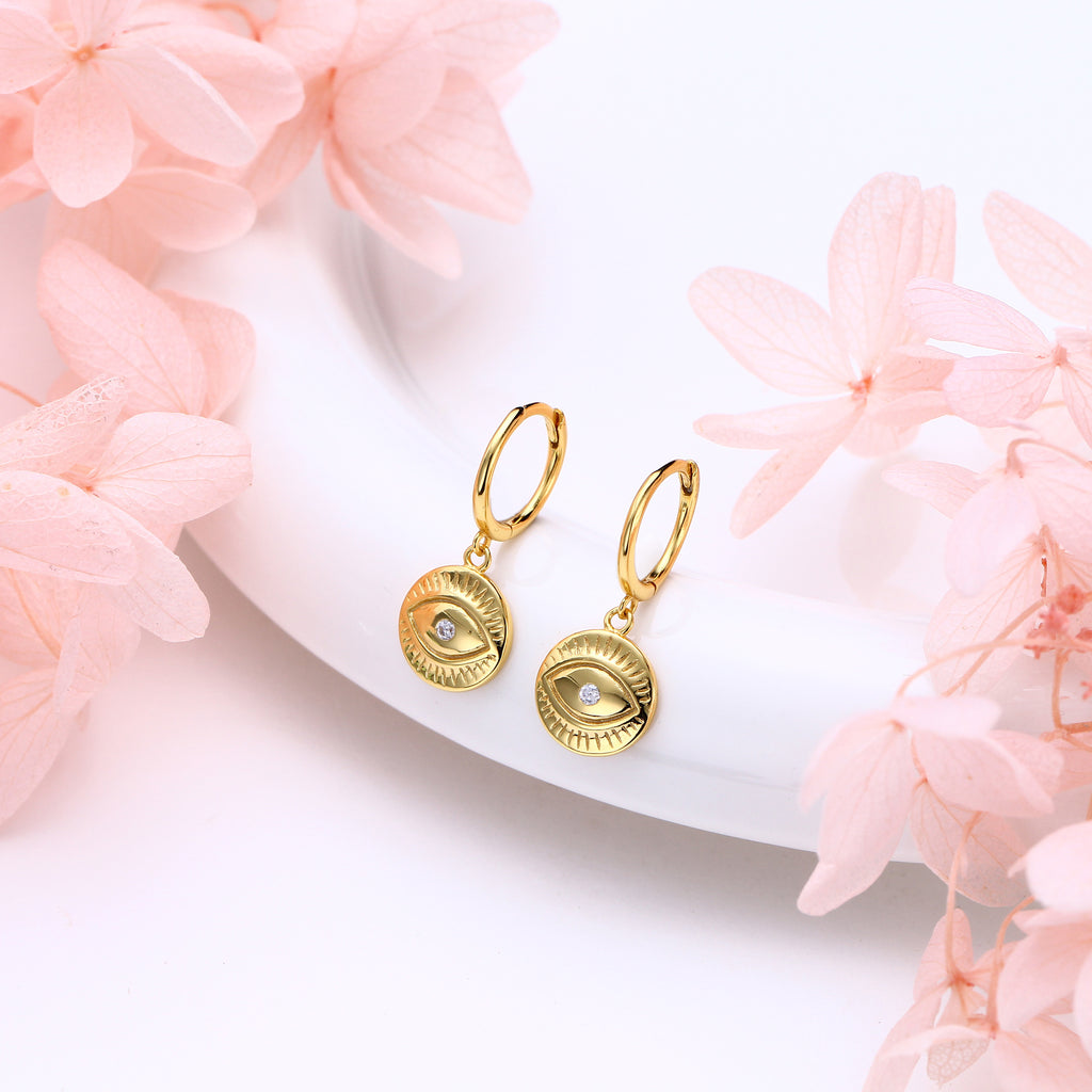 Damen Ohrhänger mit schützendem Augenmotiv aus hochwertigem 925 Sterling Silber Shop Nory