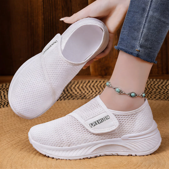 Damen Atmungsaktive Slip-On Mesh-Sneaker mit Klettverschluss Shop Nory
