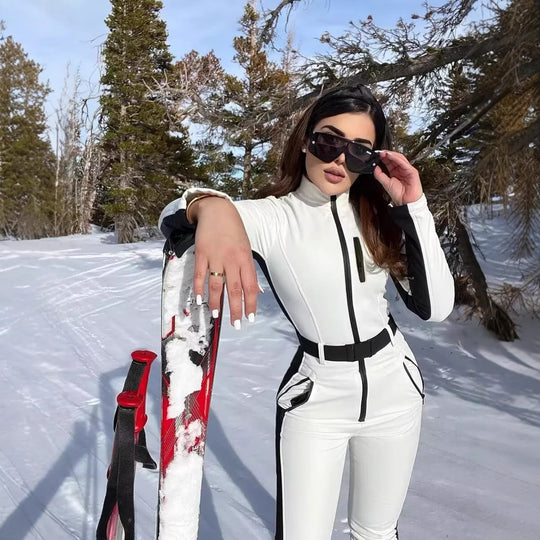 Damen Utility-Overall mit hohem Kragen, funktionalen Reißverschlüssen und Taillengürtel Shop Nory