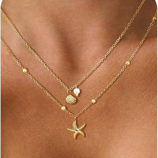 Damen Layered Halskette mit maritimen Motiven und edlen Akzenten Shop Nory