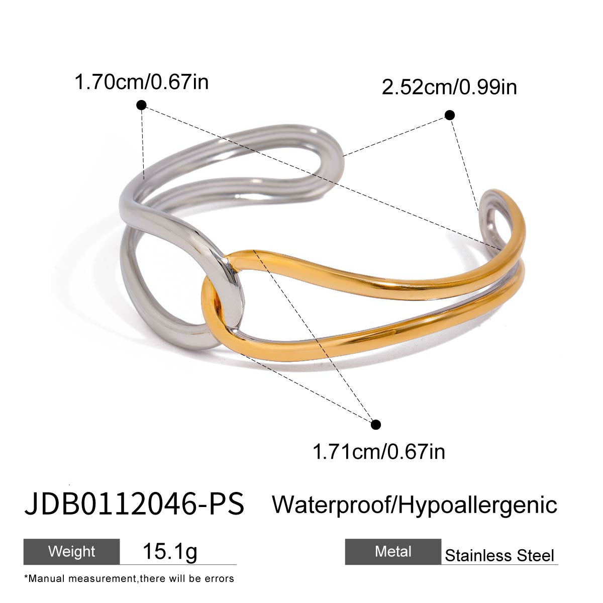 Damen Offenes Armband mit modernem Wickeldesign aus hypoallergenem Edelstahl Shop Nory