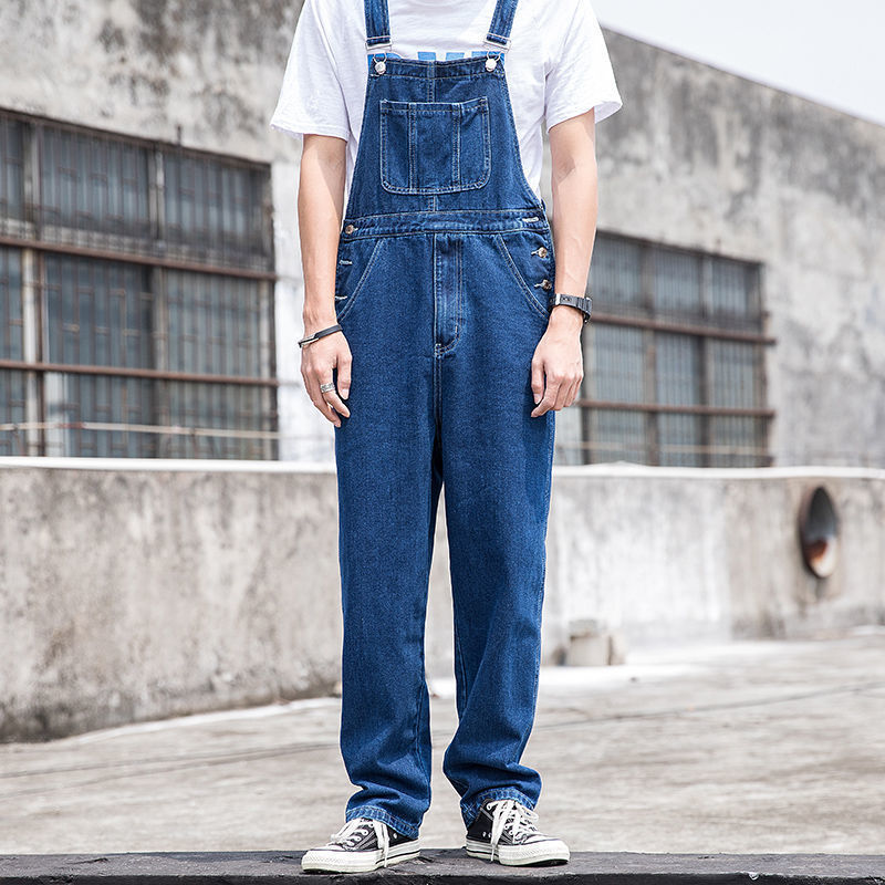 Herren Jeans Latzhose Denim weit