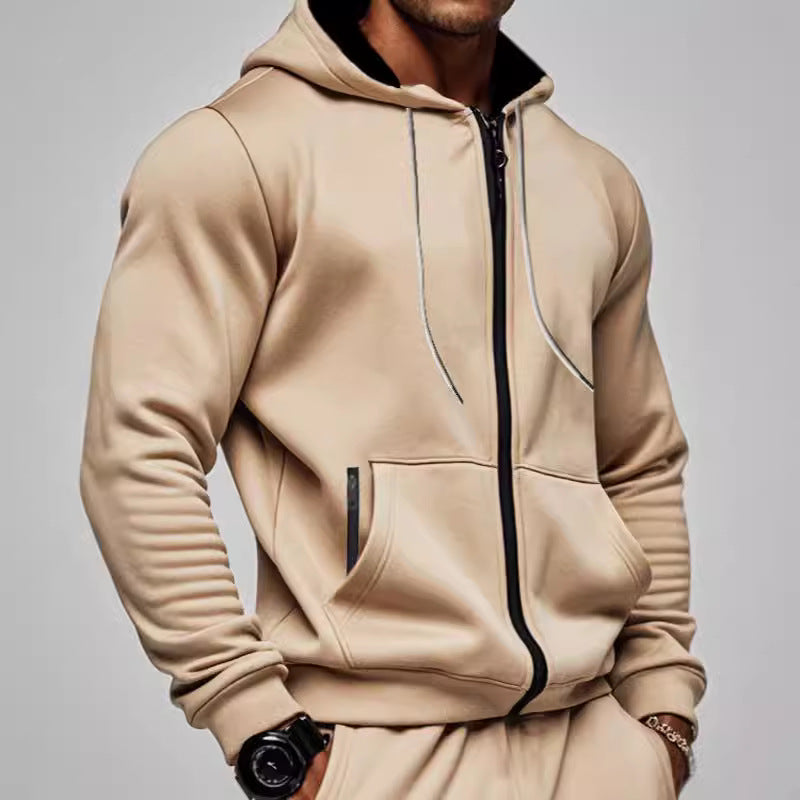 Herren Kapuzen-Sweatjacke mit durchgehendem Reißverschluss, Kängurutasche und verstellbarer Kapuze Shop Nory