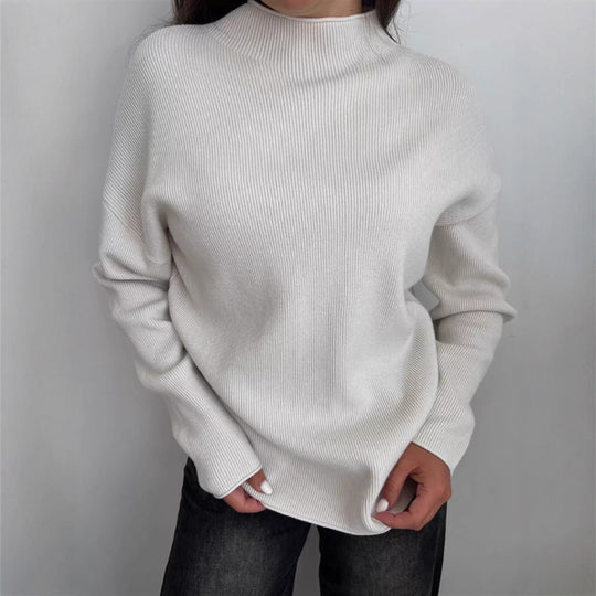 Damen Oversize-Feinstrickpullover mit Stehkragen und geriffelter Struktur Shop Nory