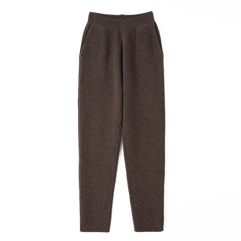 Damen Kaschmir‑Optik Strickhose mit elastischem Bund, konischer Silhouette und Eingrifftaschen Shop Nory