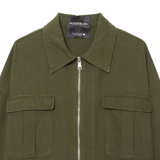 Damen Cropped Fieldjacke mit durchgehendem Reißverschluss, Pattentaschen und Tunnelzugtaillierung Shop Nory