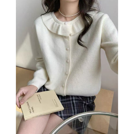 Damen Kuschelige Strickjacke mit Rüschendetail Shop Nory