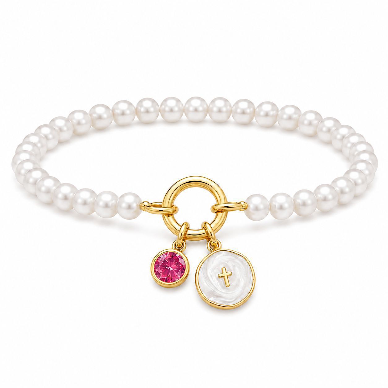 Damen Armband mit Perlen und charmanten Anhängern Shop Nory