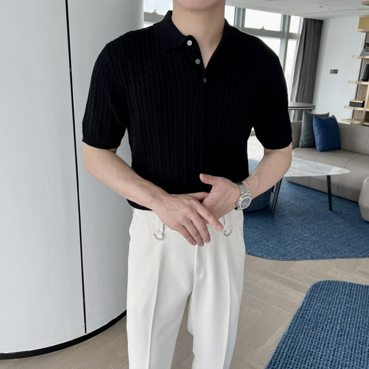 Herren Modisches Kurzarmstrickpoloshirt Shop Nory