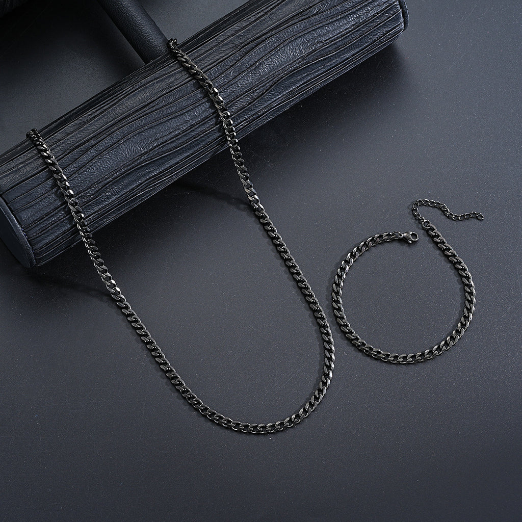 Damen Schmuckset aus hochwertigen schwarzen Edelstahlketten Shop Nory