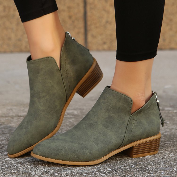 Damen elegante Stiefeletten mit modischem Reißverschluss und komfortablem Fußbett Shopnory