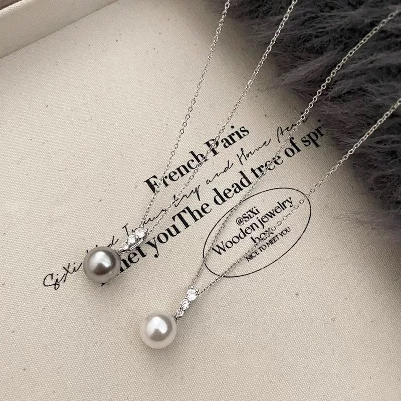 Damen Halskette aus hochwertigem Silber mit elegantem Perlenanhänger Shop Nory