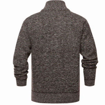 Herren gebürstete Strickjacke mit kariertem Thermofutter und Stehkragen Shop Nory