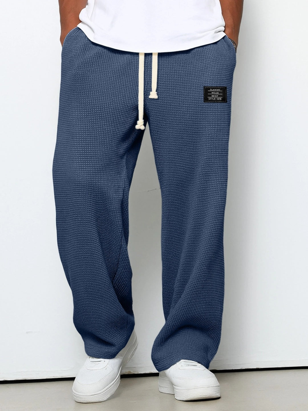 Herren nan lässige Waffelstruktur Lounge-Hose mit Kordelzug, elastischem Bund und weiter Passform Shop Nory