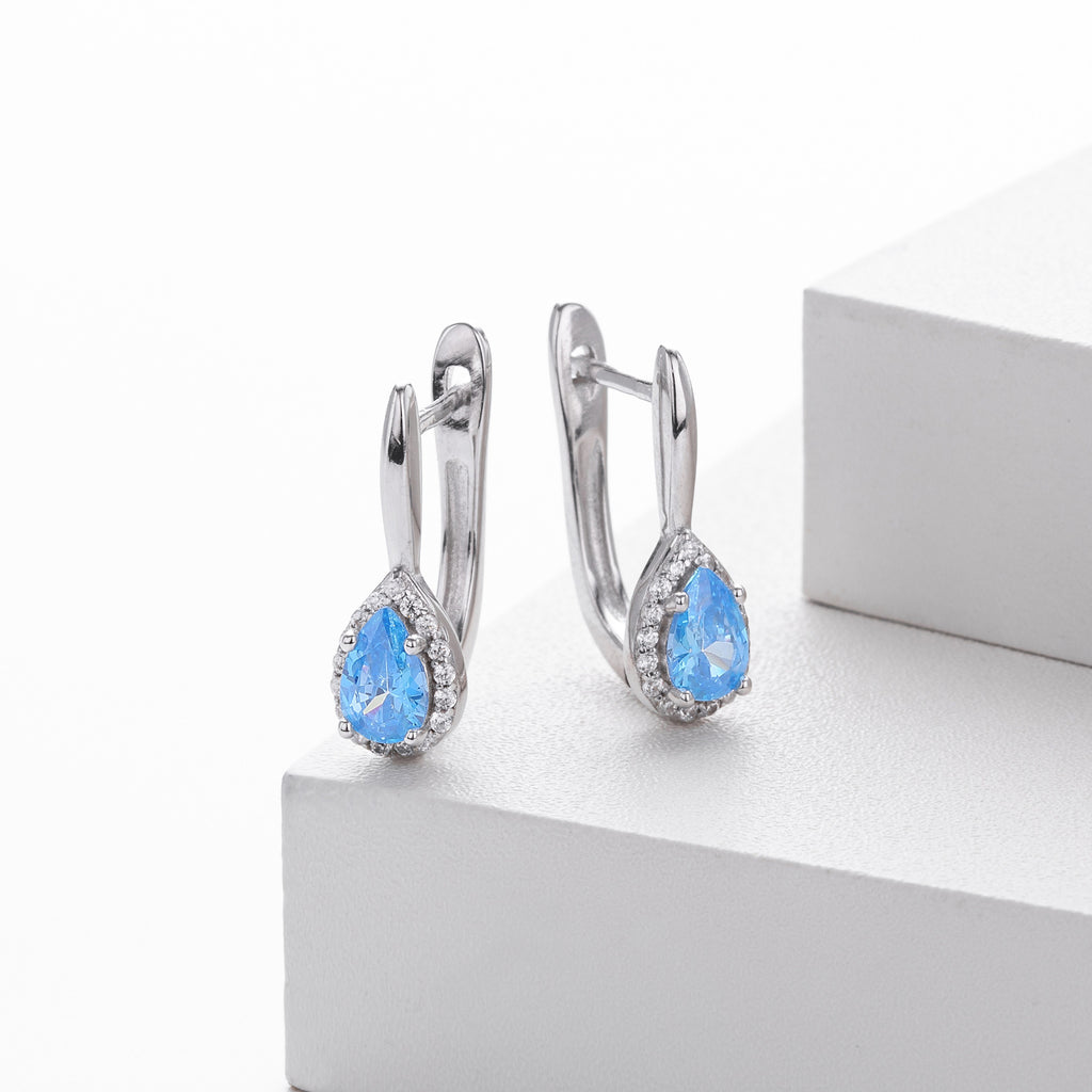 Damen Ohrhänger mit tropfenförmigem Zirkon und funkelndem Zirkonbesatz Shop Nory