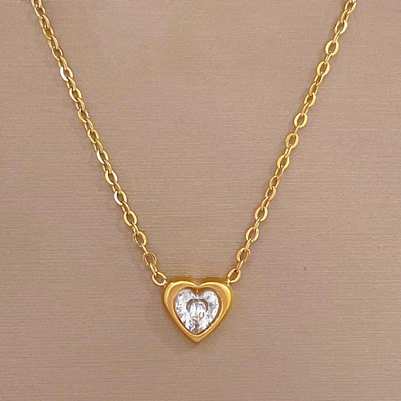 Damen herzförmige Crystal Anhänger Halskette Shop Nory