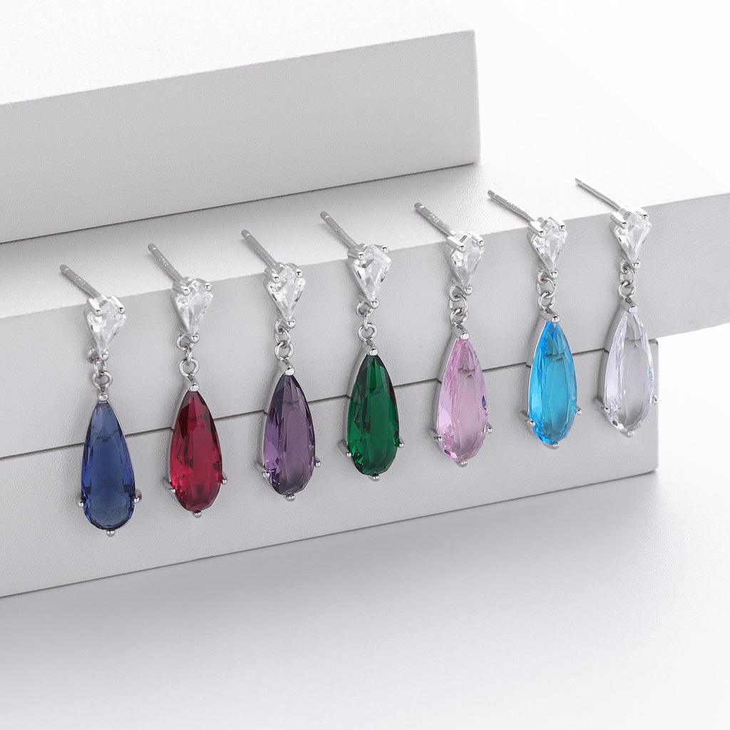 Damen Ohrhänger mit funkelnden Tropfen-Zirkonen aus hochwertigem 925 Sterling Silber Shop Nory