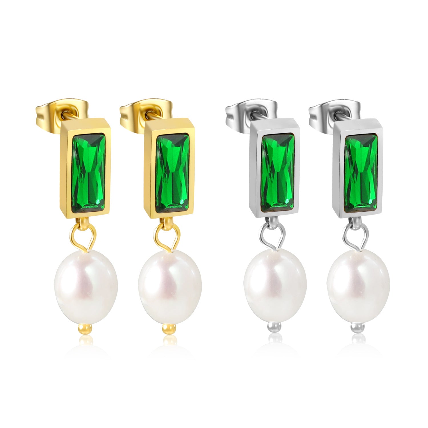 Damen Ohrringe mit elegantem Kristall- und Perlenanhänger Shop Nory
