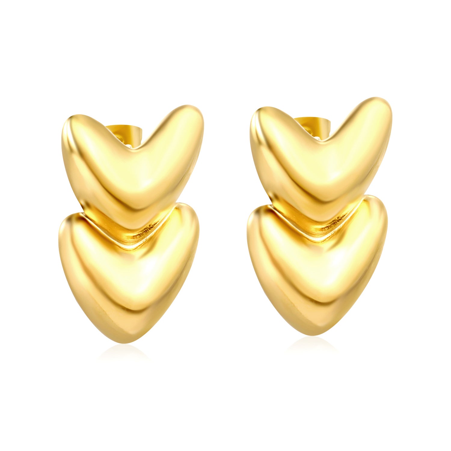 Damen Hängende Ohrringe mit doppeltem Herzdesign aus hochwertigem Edelstahl Shop Nory