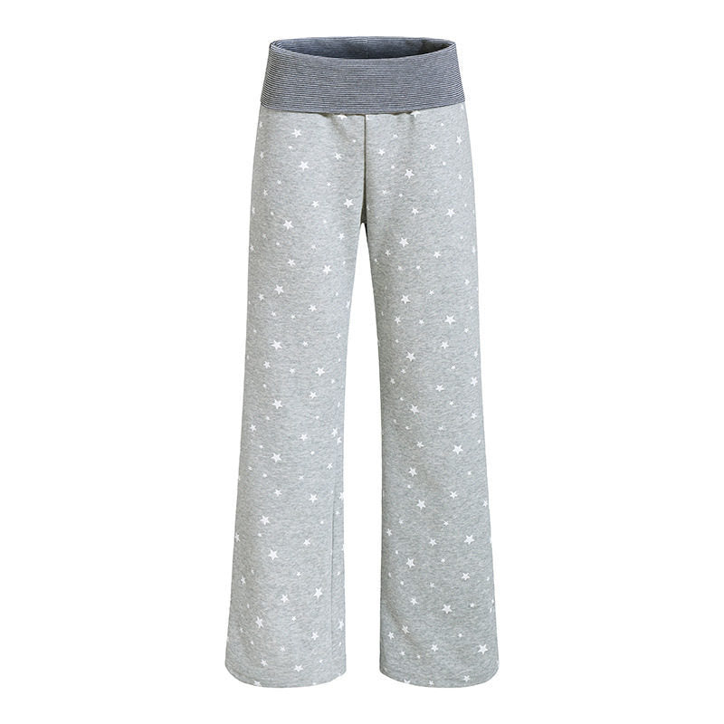 Damen Lounge-Hose mit weitem Bein, hohem Rippbund und Sternenprint Shop Nory