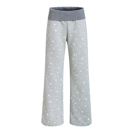 Damen Lounge-Hose mit weitem Bein, hohem Rippbund und Sternenprint Shop Nory