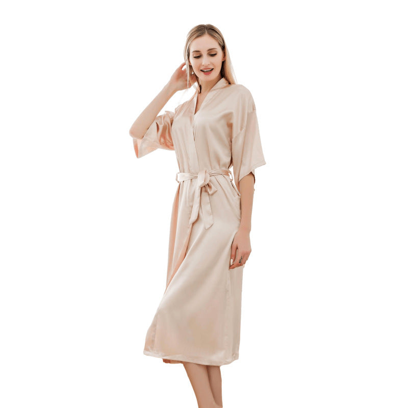 Damen luxuriöser Satin-Bademantel