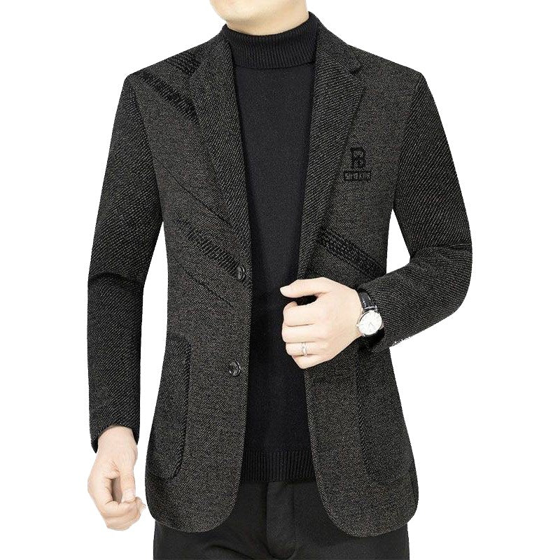Herren Schmal geschnittenes City-Sakko aus Strickoptik mit Reverskragen und dezenter Logostickerei Shop Nory