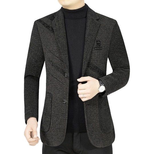 Herren Schmal geschnittenes City-Sakko aus Strickoptik mit Reverskragen und dezenter Logostickerei Shop Nory