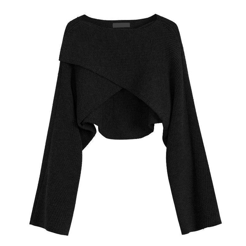 Damen lässiger Cropped-Pullover mit asymmetrischem Schnitt und strukturierter Oberfläche