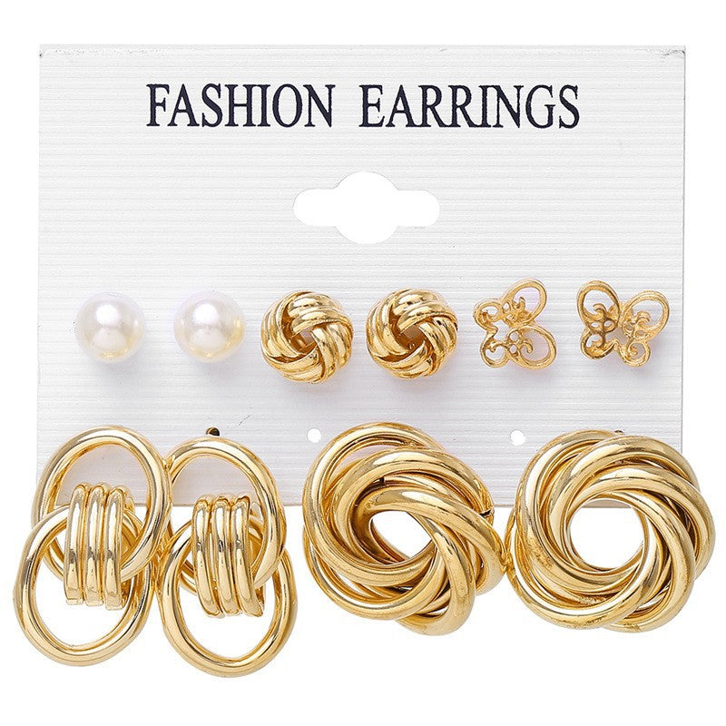 Damen Ohrringe Set mit glamourösen goldenen Designs Shop Nory