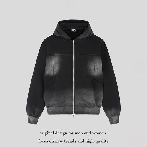 Unisex Kapuzen-Zipjacke mit Ombre‑Färbung, Oversize‑Silhouette und Kängurutaschen Shop Nory