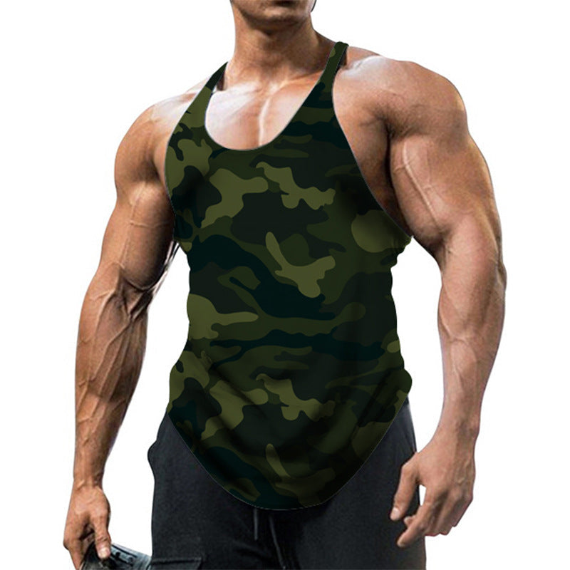 Herren ärmelloses Fitnessshirt im modernen Camouflage-Design