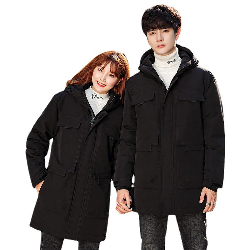 Unisex Gepolsterter langer Parka mit Kapuze Multifach-Taschen und winddichter Thermoisolierung Shop Nory