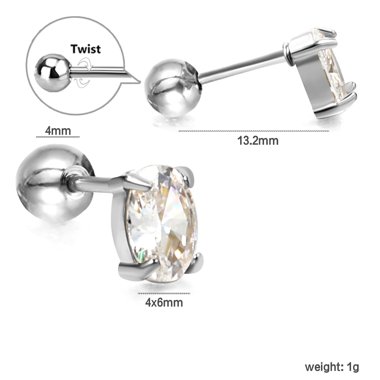 Damen edelsteinschmuck Ohrstecker mit funkelndem Zirkon Shop Nory