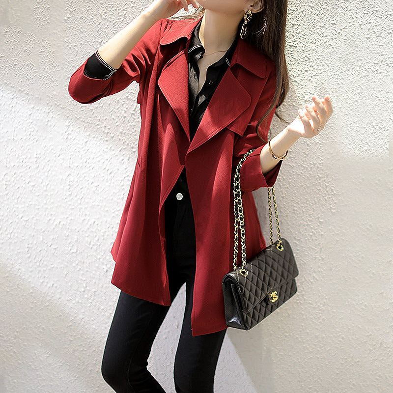 Damen Edles Trenchcoat mit Taillengürtel und praktischen Taschen Shop Nory