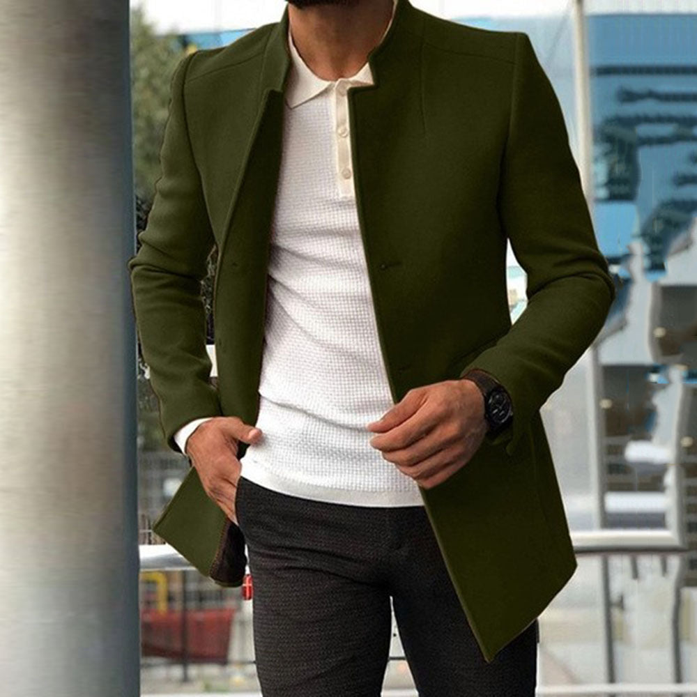 Herren moderner Blazer mit geradem Schnitt und elegantem Stehkragen
