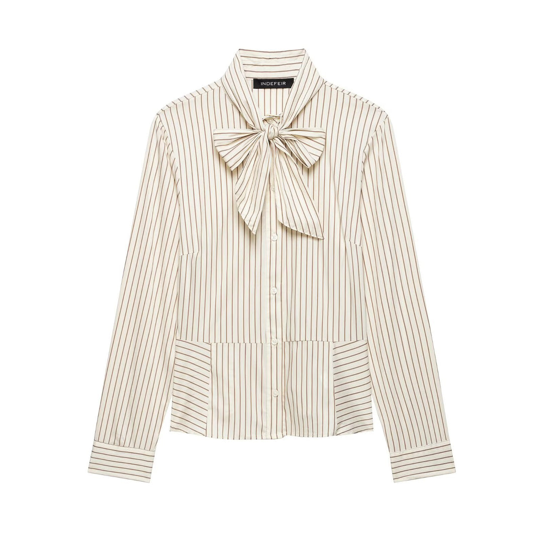 Damen Bluse mit Schleifenkragen und taillierten Einsatznähten Shop Nory