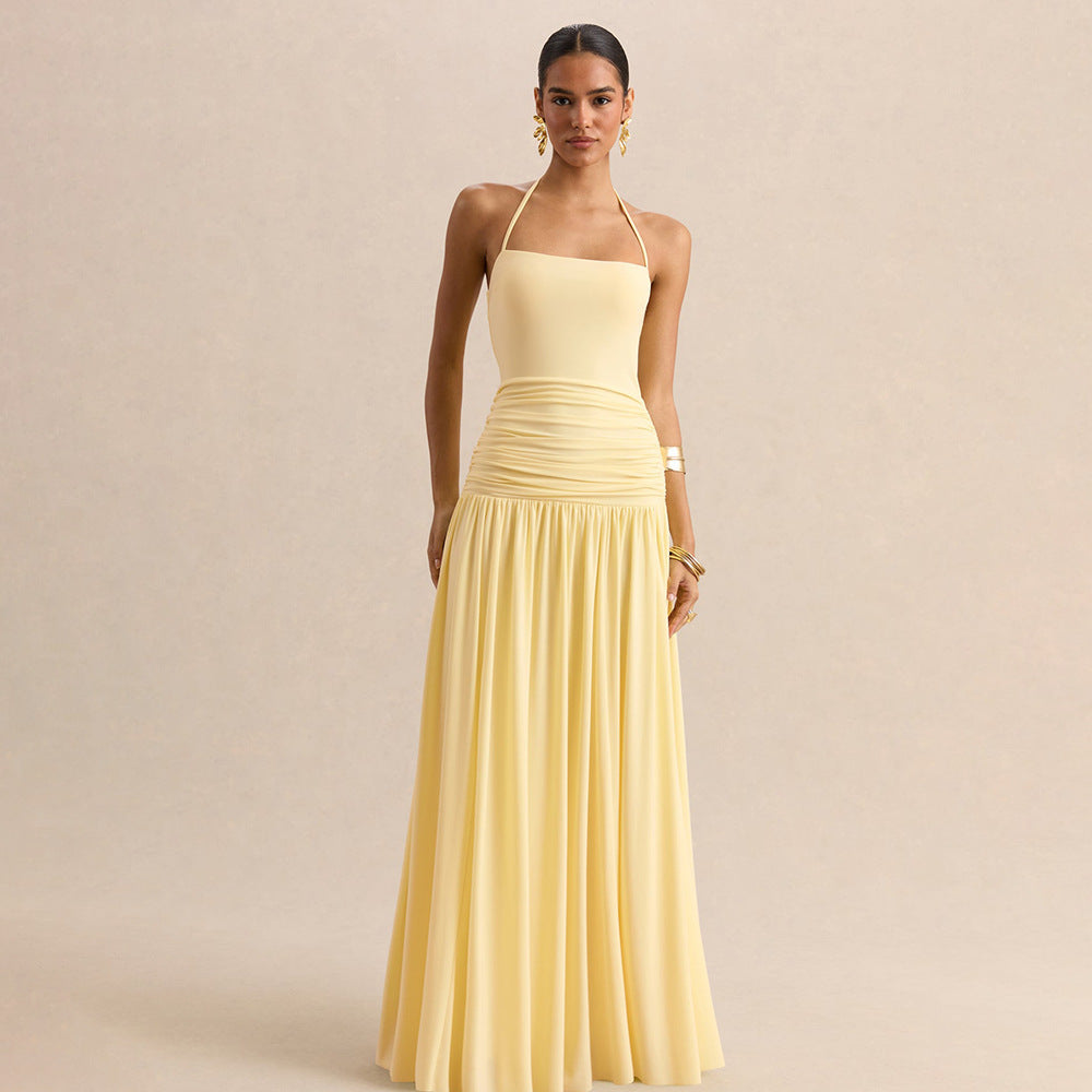 Damen Elegantes Maxikleid mit rüschiertem Oberteil und zarter Silhouette Shopnory